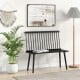 Black Dining Windsor Bench with spindle backrest, ergonomic design, and anti-slip foot pads for versatile indoor use.