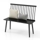 Black Dining Windsor bench with spindle back, featuring two cushions, ideal for kitchen or dining room use.