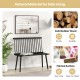 Black dining Windsor bench with spindle back, made of solid rubber wood, featuring anti-slip foot pads for stability.