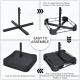 Umbrella base assembly steps showing metal frame, sand bags, and external cover for the 15 feet patio umbrella.