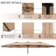 Double-sided 15-foot patio umbrella with a safe metal stopper and durable fabric for outdoor dining set stability.