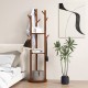 Freestanding wooden coat tree with 3 shelves and 9 hooks, perfect for bedroom or hallway storage.