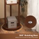 Freestanding wooden coat tree with a 360° rotating base, featuring 3 shelves and 9 hooks for versatile storage.
