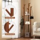 Freestanding wooden coat tree with 3 shelves and 9 hooks, featuring rounded edges for stability and easy access.