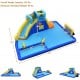 Inflatable water slide park featuring a climbing wall, water guns, and pool, made of durable Oxford material for.