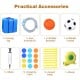 Inflatable water slide accessories including a blower, carrying bag, water hose, and inflatable basketball for outdoor.