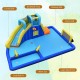 Inflatable water park featuring a slide, climbing wall, and splash pool, made of durable Oxford material for outdoor.