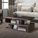 Modern 3-tier rectangular coffee table in engineered wood with storage shelf, perfect for living room or office use.
