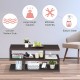 3-tier rectangular coffee table in dark wood, featuring ample storage and a modern design for living room or office use.