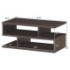 3-tier rectangular modern coffee table in dark wood with storage shelves, ideal for living room or office use.
