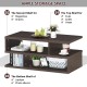 3-tier rectangular modern coffee table with storage shelves, engineered wood, ideal for living room or office use.