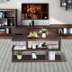 Modern 3-tier rectangular coffee table in dark wood with storage shelf, perfect for living room or office use.