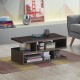 Modern 3-tier coffee table in dark wood, featuring a spacious top and stylish storage for living room or office use.