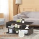 3-tier rectangular modern coffee table in dark wood with storage shelf, perfect for living room or office use.