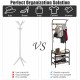 Industrial coat shoe bench with 9 hooks and 3-tier shelves, made of durable MDF and metal, ideal for entryway.