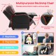 Kids recliner chair in red with adjustable footrest and side pockets for storage, perfect for reading and relaxing.