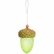 Acorn-shaped metal bird feeder in brown and green, designed for outdoor hanging in gardens and yards.