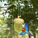 Acorn-shaped metal bird feeder with locking mechanism, 10" tall, perfect for outdoor garden decoration and bird feeding.