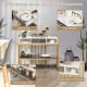 Faux marble console table with wide tabletop, deep drawer, and open compartments for versatile storage solutions.