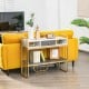 Faux marble console table with sturdy metal frame and adjustable foot pads, perfect for stylish entryway or living room.