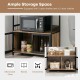 3-tier baker's rack in rustic brown with 3 open shelves and a 2-door cabinet, ideal for kitchen storage and.