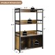 3-tier baker's rack in rustic brown with open shelves and 2-door cabinet, perfect for kitchen storage and organization.