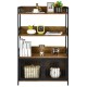 Rustic brown 3-tier baker's rack featuring a spacious top shelf, perfect for displaying décor or kitchen essentials.