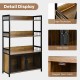 3-tier baker's rack in rustic brown with open shelves and a 2-door cabinet, perfect for kitchen storage and.