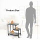 3-tier side table with storage, black MDF and powder-coated steel, ideal for living room or bedroom use.