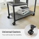 3-tier side table with universal casters in black, featuring durable MDF shelves for versatile storage in any room.