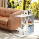 Narrow 3-tier side table with storage shelf in white, perfect as a nightstand or end table for modern spaces.