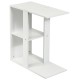 3-tier narrow side table in white with open storage shelf, ideal for living room or bedroom use.