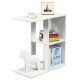 Modern 3-tier narrow side table with storage shelf, made of durable particle board, ideal for books and daily items.