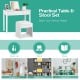 Vanity makeup dressing table set in white with flip-top mirror and cushioned stool, ideal for bedroom organization.