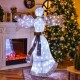 Lighted angel Christmas decoration, 5 ft tall with 100 LED lights, crafted from weather-resistant steel and tinsel for.