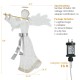 Lighted angel Christmas decoration, 5 ft tall with 100 LED lights, made of weather-resistant steel and tinsel for.
