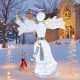 5 ft pre-lit angel Christmas decoration with 100 LED lights, weather-resistant steel frame, perfect for outdoor holiday.