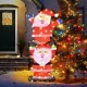 LED double Santa yard decoration with 80 LED lights, rust-resistant frame, and stakes for stable outdoor display.