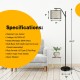 Standing floor lamp with adjustable head, matte black iron frame, and beige fabric shade for modern living room decor.