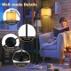 Standing floor lamp with adjustable head, matte black iron frame, beige fabric shade, perfect for living room or.