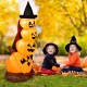 7-foot Halloween inflatable pumpkin combo with witch's hat, featuring LED lights, perfect for festive outdoor.