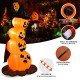 7-foot Halloween inflatable pumpkin combo with witch's hat, LED lights, and built-in sandbag for outdoor decoration.
