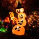 Stacked inflatable pumpkins with witch's hat, LED lights, and unique expressions for Halloween decoration.