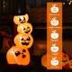 7 feet Halloween inflatable pumpkin combo with witch's hat, featuring LED lights for a festive outdoor display.