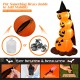 7 feet Halloween inflatable pumpkin combo with witch's hat, LED lights, and bottom zipper for easy deflation and.