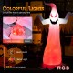 8-foot inflatable Halloween ghost with scary expression and rotatable flame LED lights for festive yard decoration.