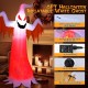 8-foot inflatable Halloween ghost with scary expression and rotatable flame LED lights for yard decoration.