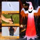8-foot Halloween inflatable ghost with a scary expression, featuring colorful flame LED lights for captivating outdoor.