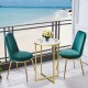 Round side table with faux marble top and golden metal legs, perfect for small spaces and stylish decor.