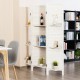 4-panel white room divider screen with 3 shelves, made of paulownia and MDF, perfect for privacy and decoration.